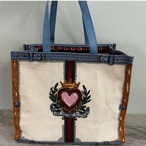 Brighton Multicolor Tote Bag with Heart and Crown Design